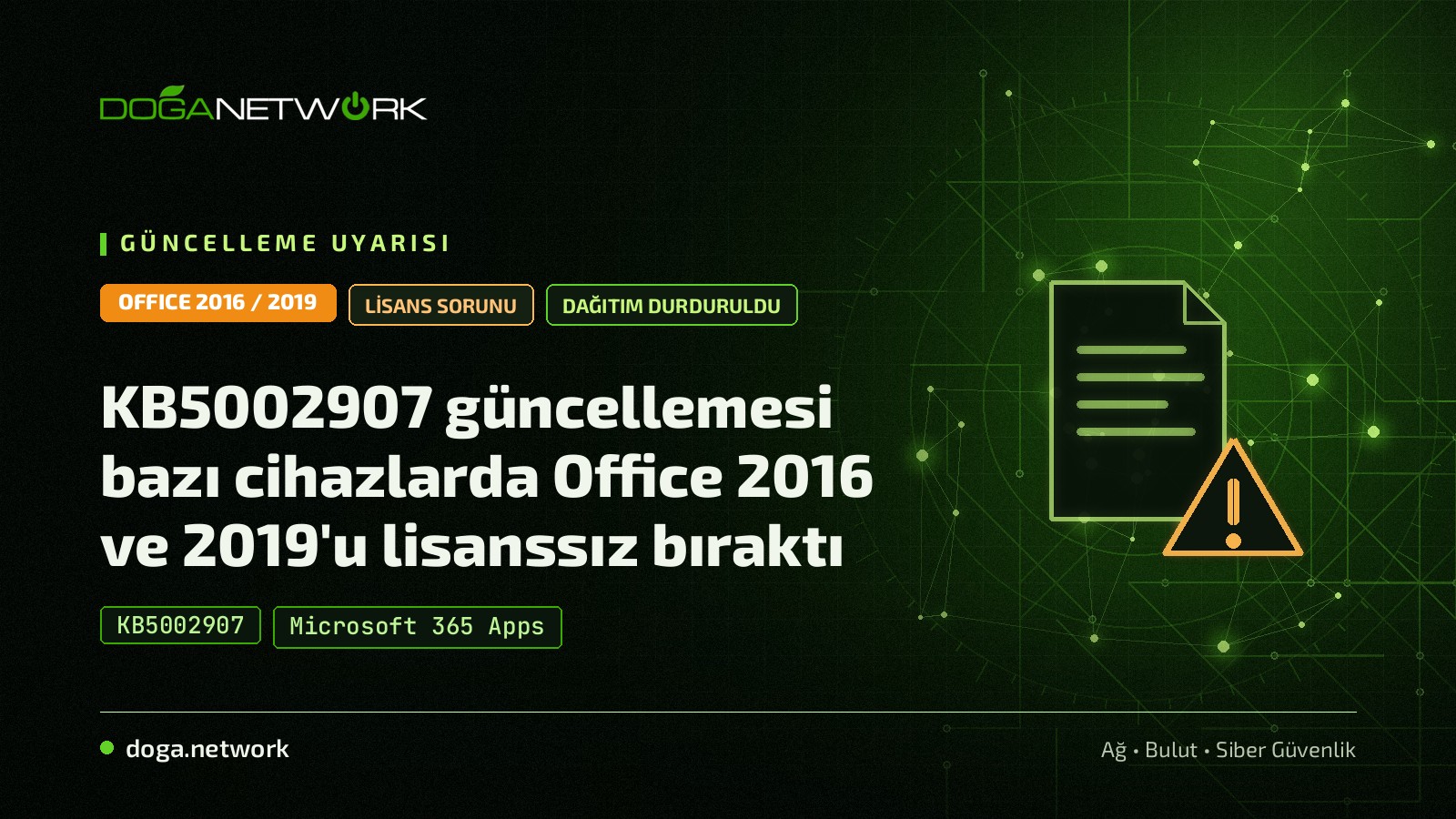 KB5002907 Güncellemesi Office 2016 ve 2019 Lisanslarını Bozdu